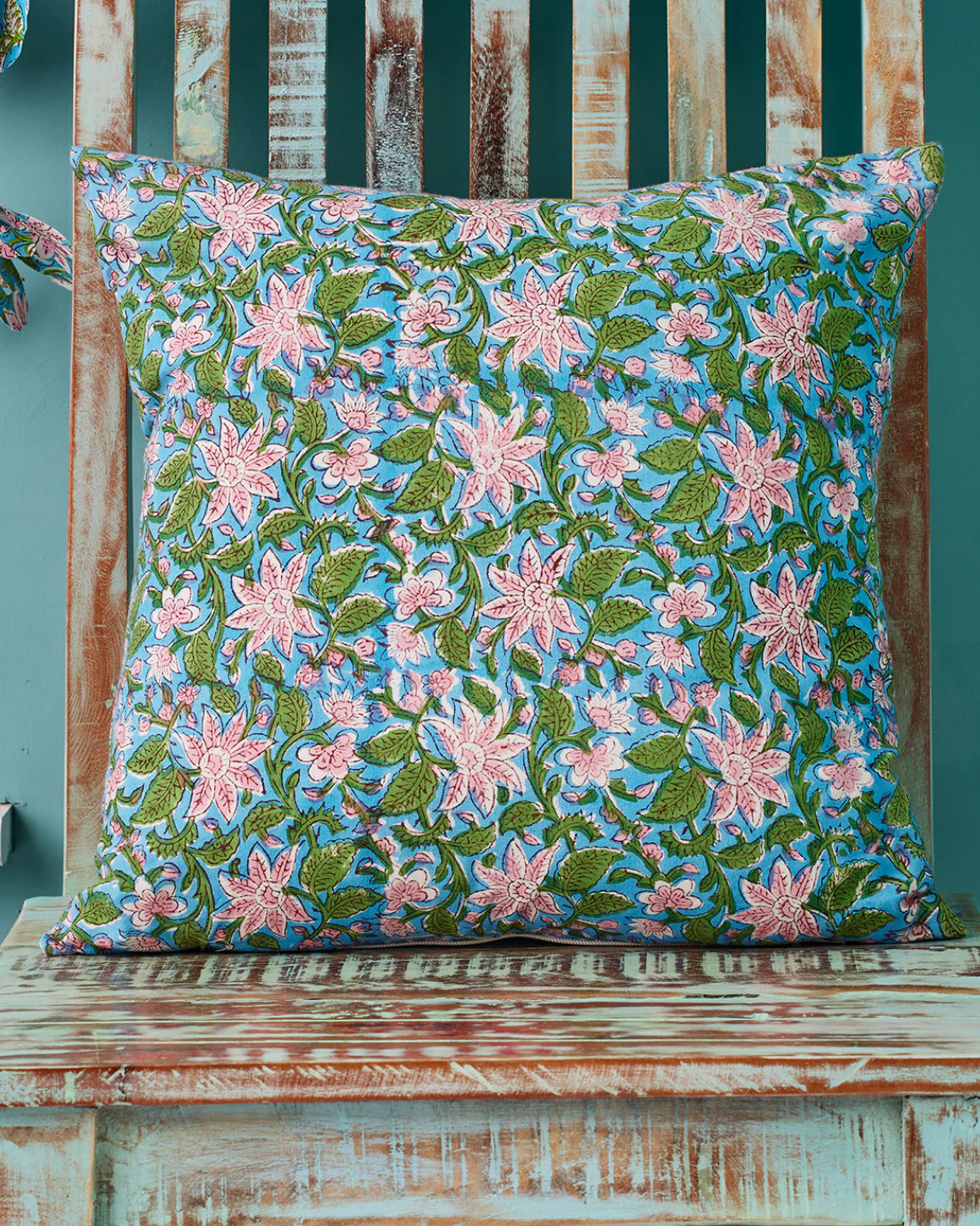 Block Print Cushion Cover - Lily - Image 3