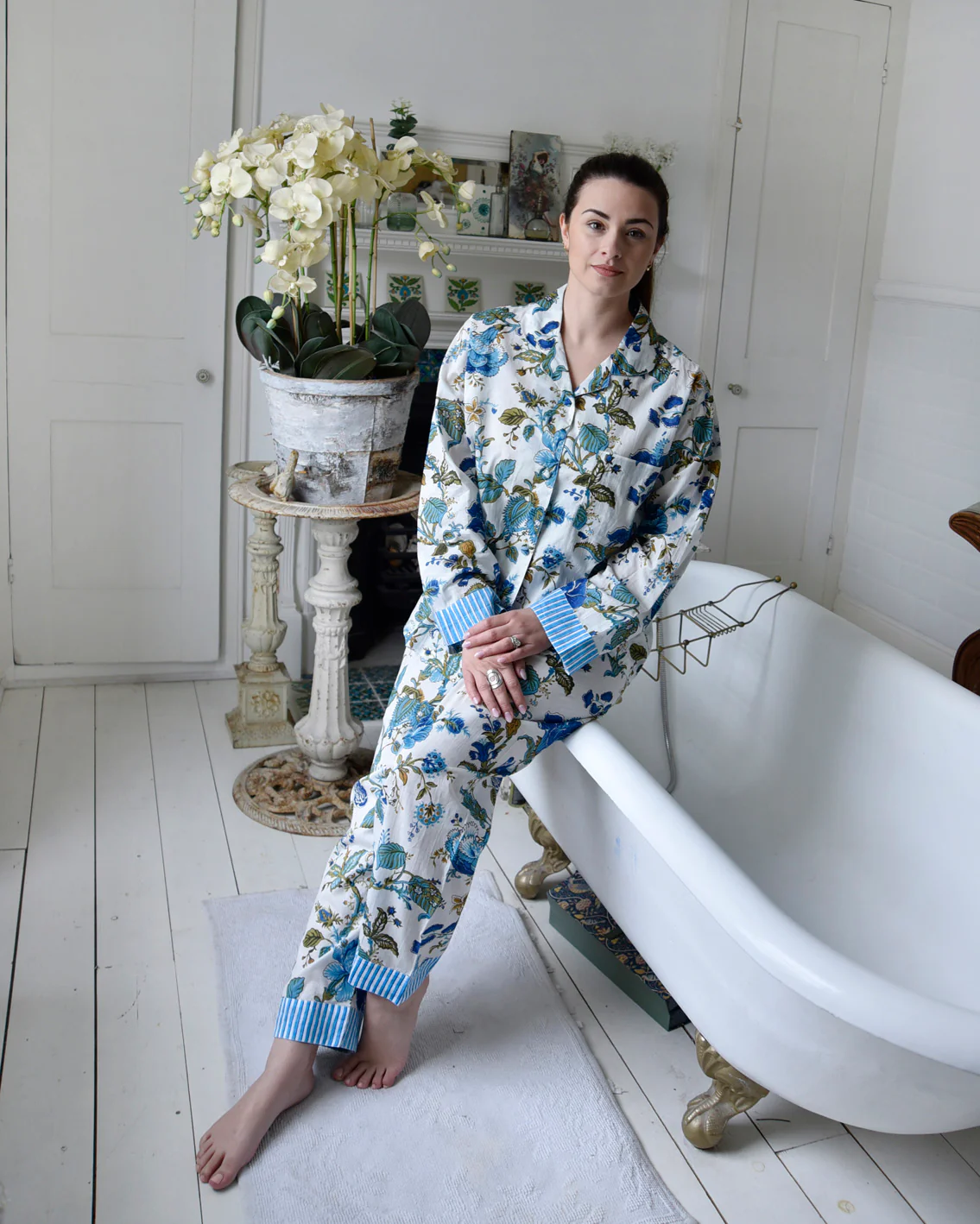 Blue Rose Print Pyjamas M/L - Image 3