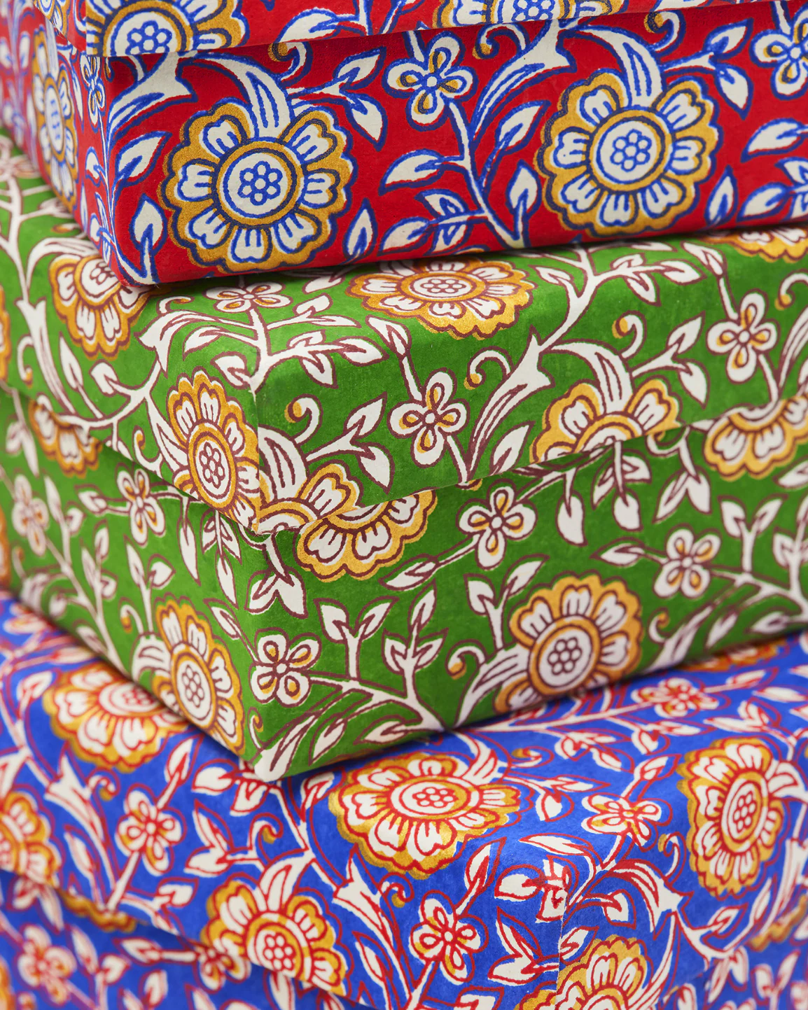Set of 3 Jasmi Floral Blockprint Boxes - Image 3